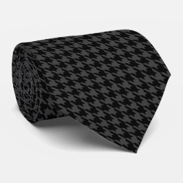 Gravata Cinza Negra Pica de Poule Small Houndstooth