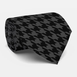 Gravata Cinza Negra Pied de Poule Houndstooth