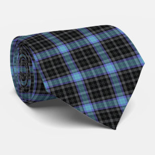 Gravata Cinza Negra Xadrez Azul-Tartan