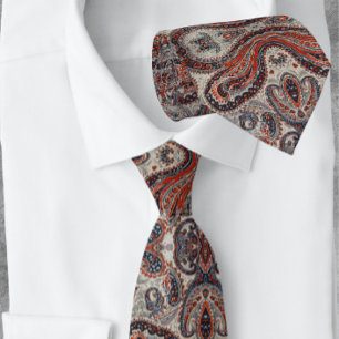 Gravata Cinza Vermelha Floral do Padrão Paisley Explodido