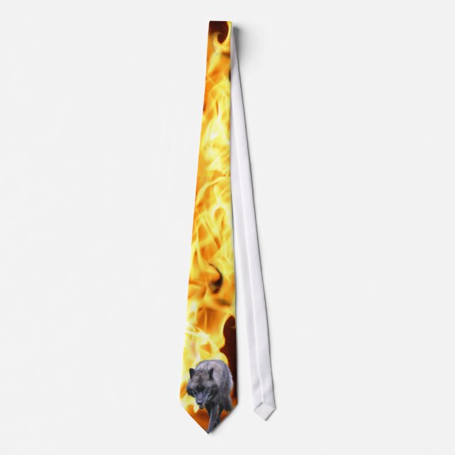 Gravata Cinza Wolf & Forest Flames Wildlife Tie (Frente)
