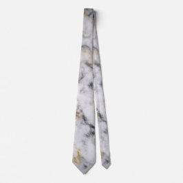 Gravata Cinzas brancas e padrão mármore Dourado