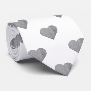 Gravata Cinzas Concretas Simétricas em Branco