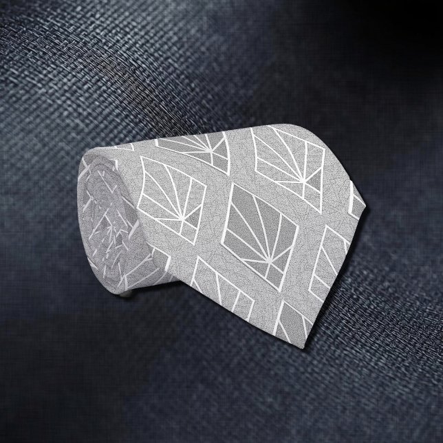 Gravata Cinzas e Ouros Brancos Art Deco Pattern Neck (Criador carregado)