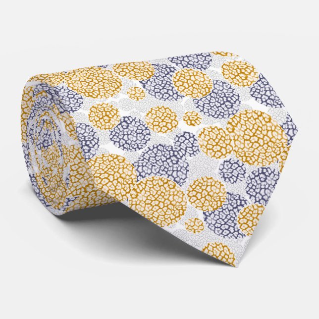 Gravata Círculos com impressão de pele-leopardo amarela e  (Rolled)