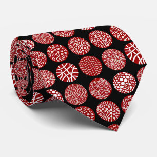 Gravata Círculos decorativos - vermelho rubi e preto
