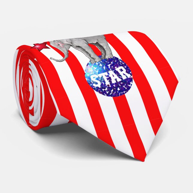 Gravata Circus Elephants Stripe Carnival (Rolled)