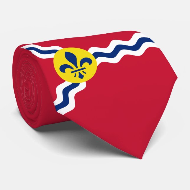 Gravata City Flag of Rua Louis (Missouri) Neck Tie (Rolled)