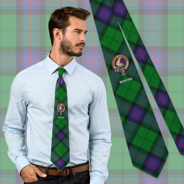 Gravata Clan Armstrong Crest sobre Tartan (Criador carregado)