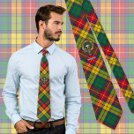 Gravata Clan Buchanan Crest sobre Tartan<br><div class="desc">Crachá da crista Clan Buchanan rodeado por uma correia e fivela sobre fundo tartano. Custom Text.</div>