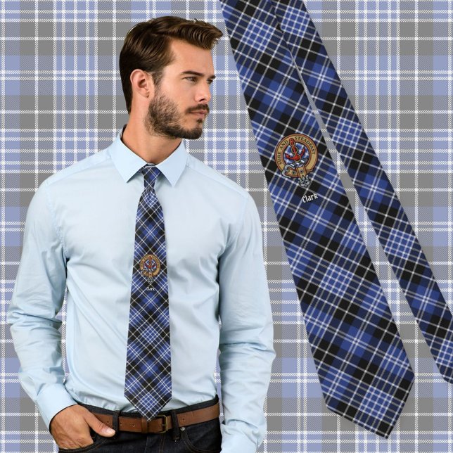 Gravata Clan Clark Crest sobre Tartan (Criador carregado)