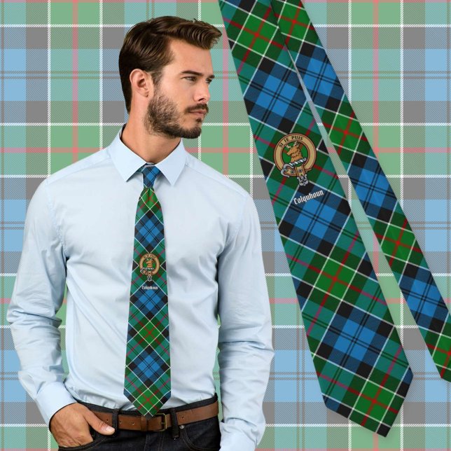Gravata Clan Colquhoun Crest sobre Tartan (Criador carregado)