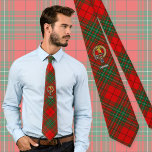 Gravata Clan Cumming Crest sobre Tartan<br><div class="desc">Crachá da crista de Clan Cumming rodeado por uma precinta e fivela sobre fundo de tartã. Custom Text.</div>