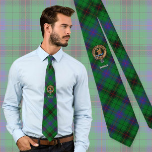 Gravata Clan Davidson Crest sobre Tartan