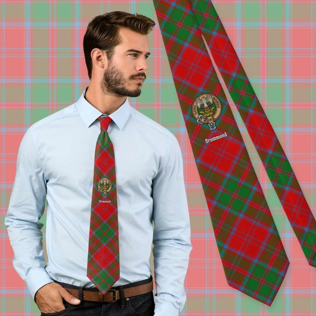 Gravata Clan Drummond Crest sobre Tartan (Criador carregado)