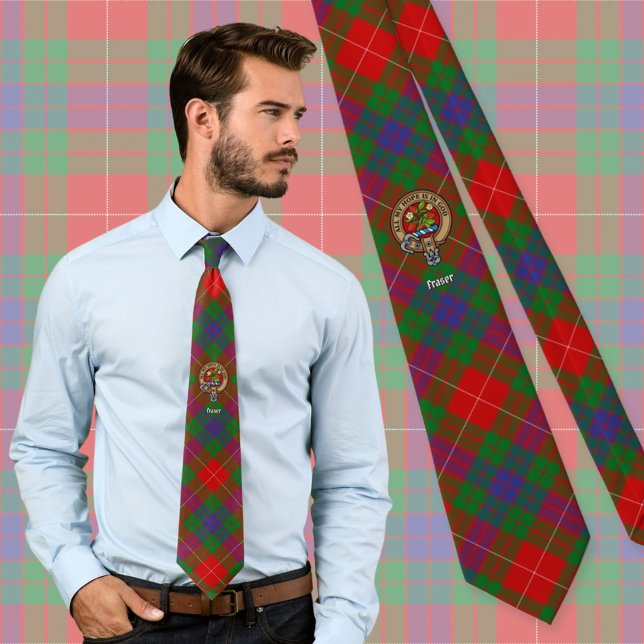 Gravata Clan Fraser Crest sobre Tartan (Criador carregado)