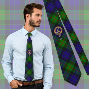 Gravata Clan Gunn Crest sobre Tartan