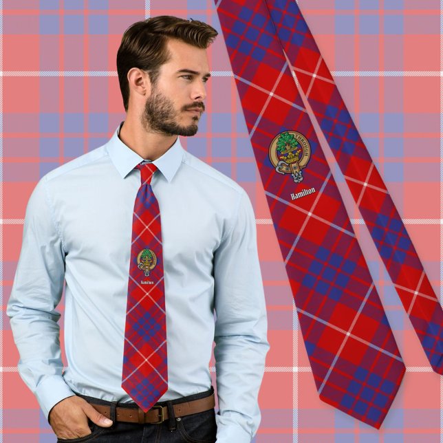 Gravata Clan Hamilton Crest sobre o Red Tartan (Criador carregado)