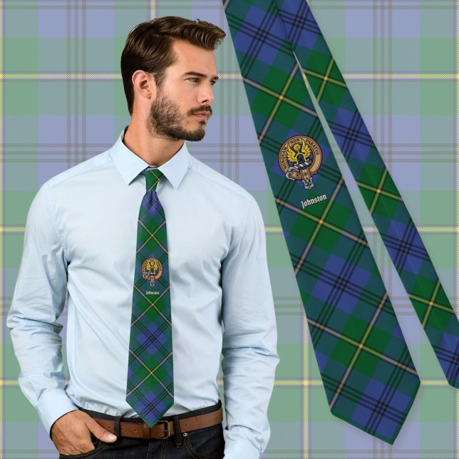 Gravata Clan Johnston Crest sobre Tartan (Criador carregado)