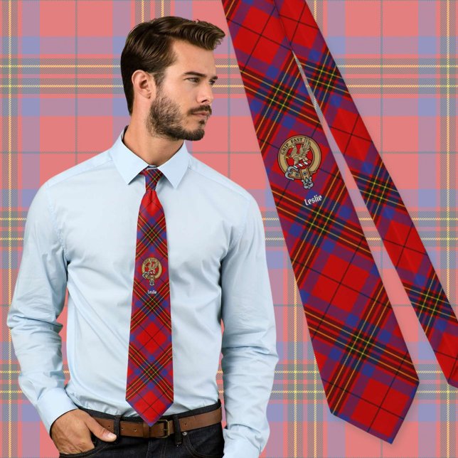 Gravata Clan Leslie Crest sobre o Red Tartan (Criador carregado)