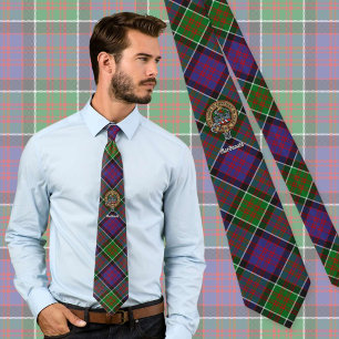 Gravata Clan MacDonald do Clanranald Crest sobre Tartan