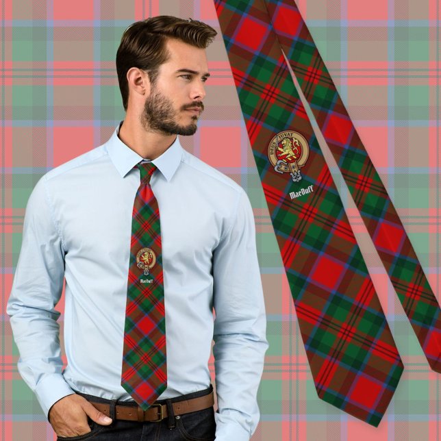 Gravata Clan MacDuff Crest sobre Tartan (Criador carregado)
