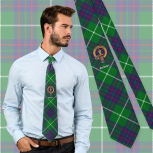 Gravata Clan MacIntyre Crest sobre Tartan