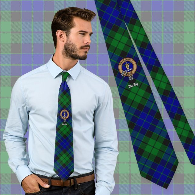 Gravata Clan MacKay Crest sobre Tartan (Criador carregado)