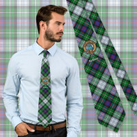 Clan MacKenzie Crest over Dress Tartan