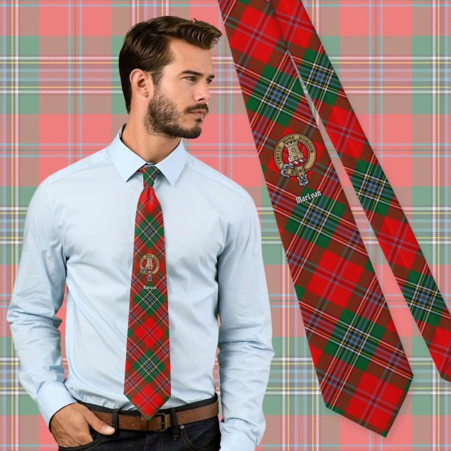 Gravata Clan MacLean Crest sobre Tartan (Criador carregado)