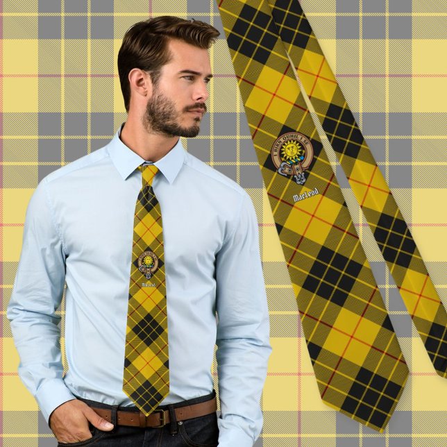Gravata Clan MacLeod de Lewis Crest sobre Tartan (Criador carregado)