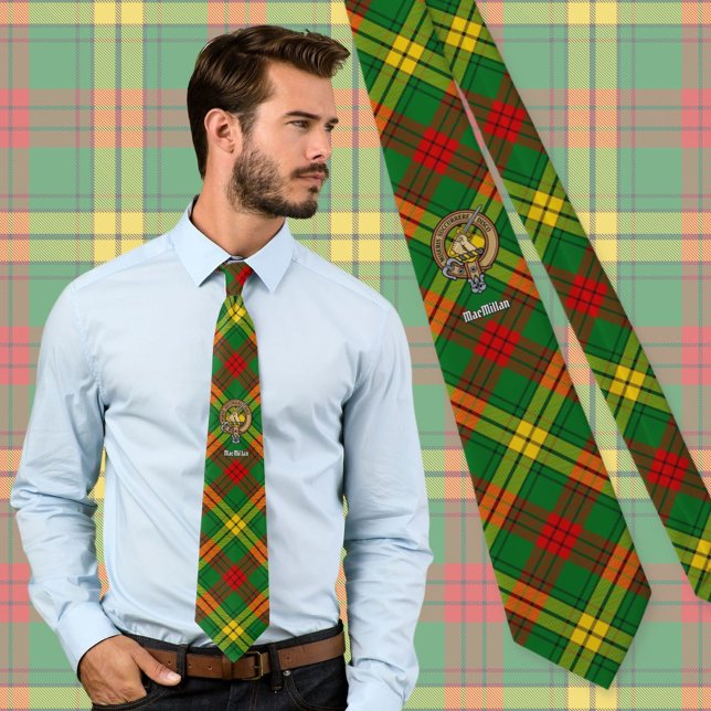 Gravata Clan MacMillan Crest sobre Tartan (Criador carregado)