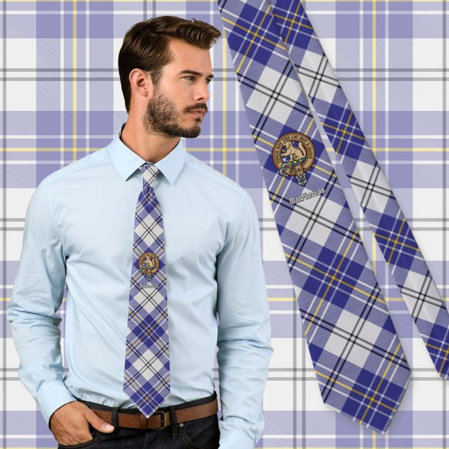 Gravata Clan MacPherson Crest sobre Blue Dress Tartan (Criador carregado)