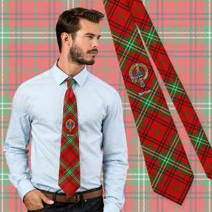 Gravata Clan Morrison Crest sobre o Red Tartan