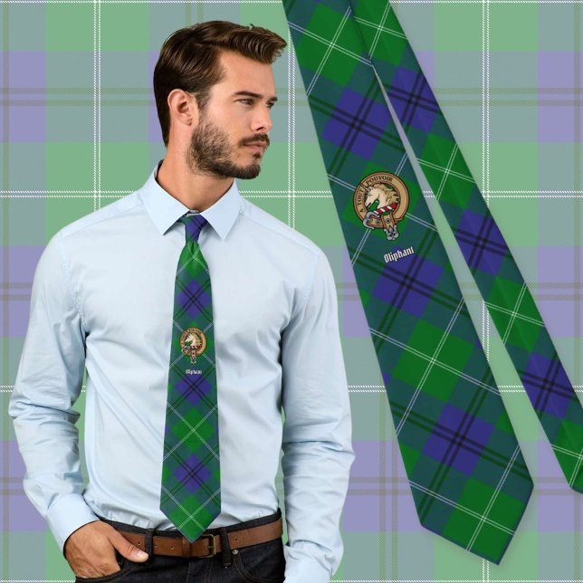Gravata Clan Oliphant Crest sobre Tartan (Criador carregado)
