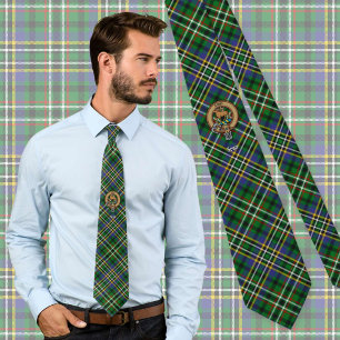 Gravata Clan Scott Crest sobre Green Tartan
