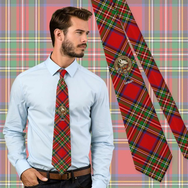 Gravata Clan Stewart Crest sobre o Royal Tartan (Criador carregado)