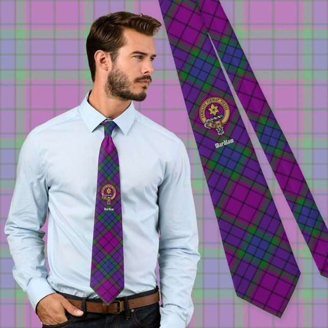 Gravata Clan Wardlaw Crest sobre Tartan (Criador carregado)