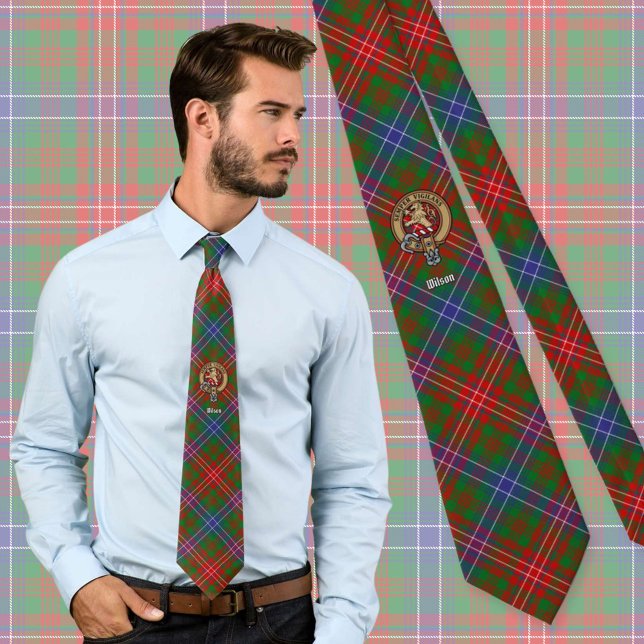 Gravata Clan Wilson Crest sobre Tartan Moderno (Criador carregado)