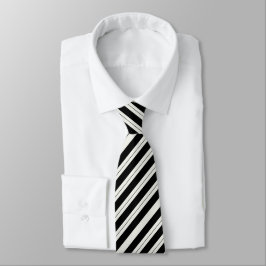 Gravata Classic Black & White Diagonal Striped 