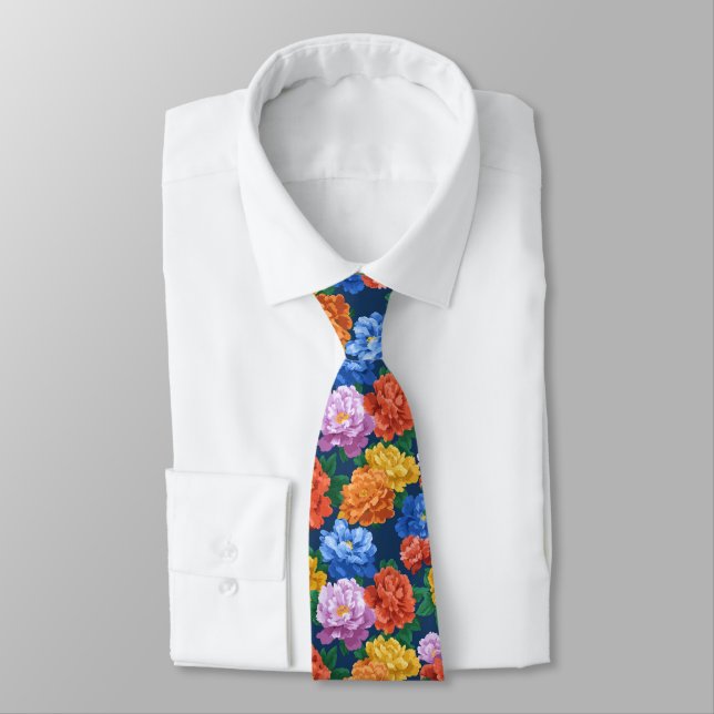 Gravata Classic Groomsmen Peonies Floral (Amarrado)