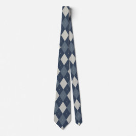 Gravata Classic Vintage Blue Argyle Plaid 