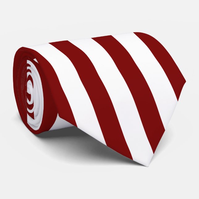 Gravata Classic White and Deep Red Striped Stylish (Rolled)