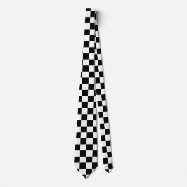 Gravata Classic White with Black Square Pattern Neck Tie