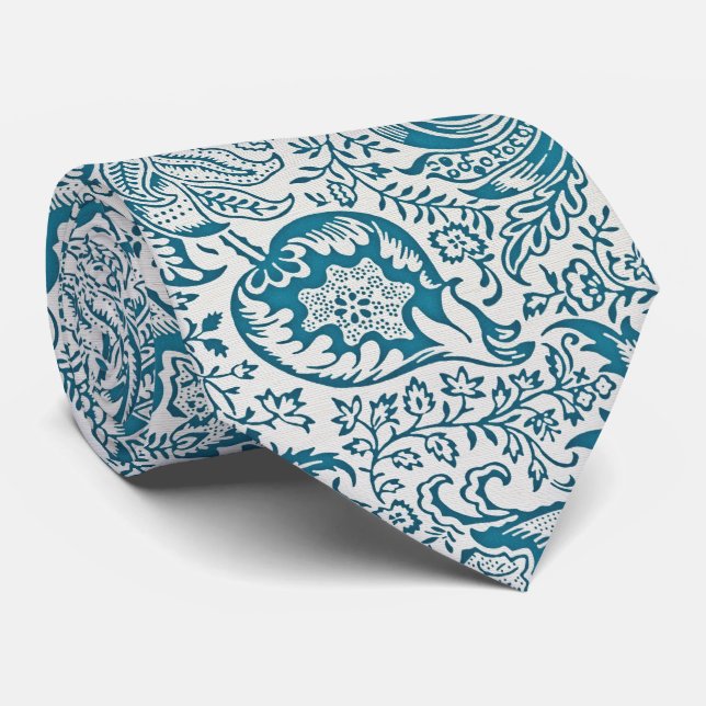 Gravata Clássica Moderna – Floral Azul Real (Rolled)