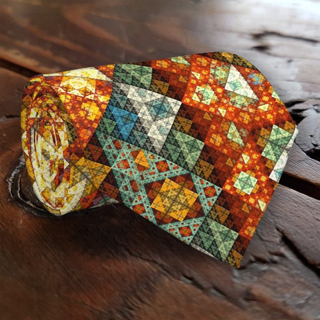 Gravata Clássico Amarra com Padrões Egípcios (Tie with an Egyptian style abstract fractal pattern. Original fractal art by Anne Vis)