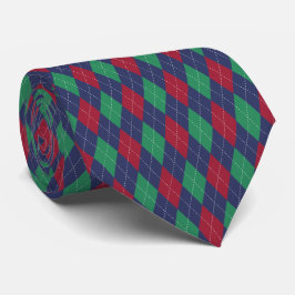 Gravata Clássico Argyle Azul Vermelho Verde