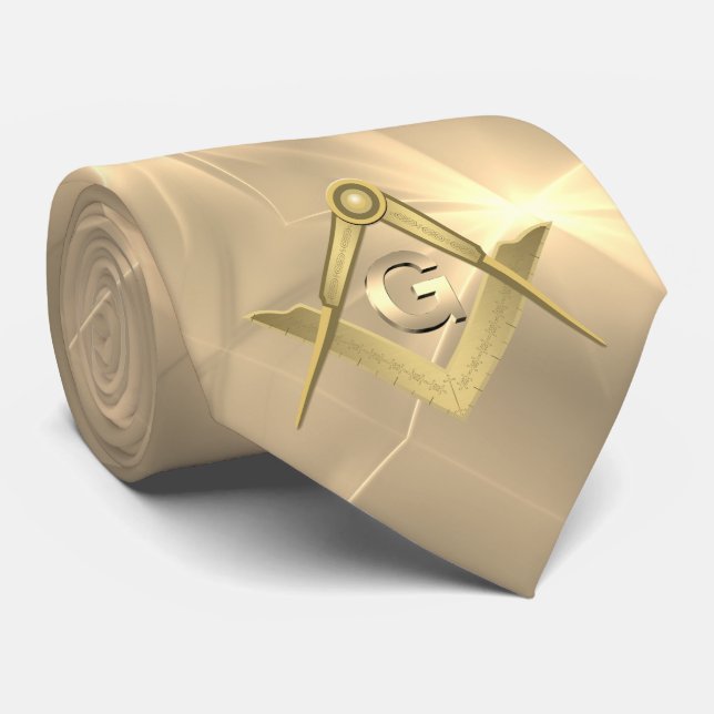 Gravata Clássico Dourado Masonic (Rolled)
