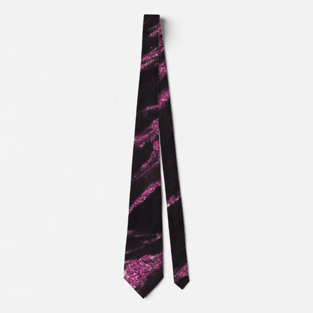 Gravata Classy Magenta Pink Black Marble Pattern  (Frente)