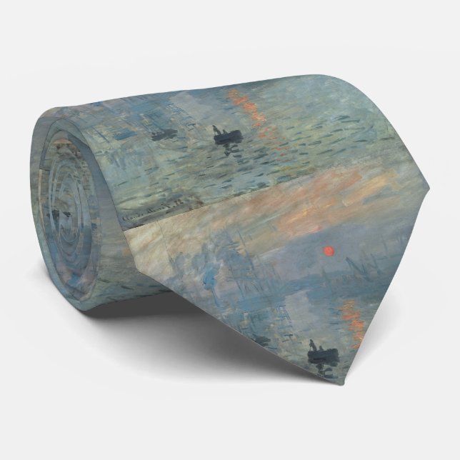 Gravata Claude Monet Impression Sunrise Soleil Levant (Rolled)